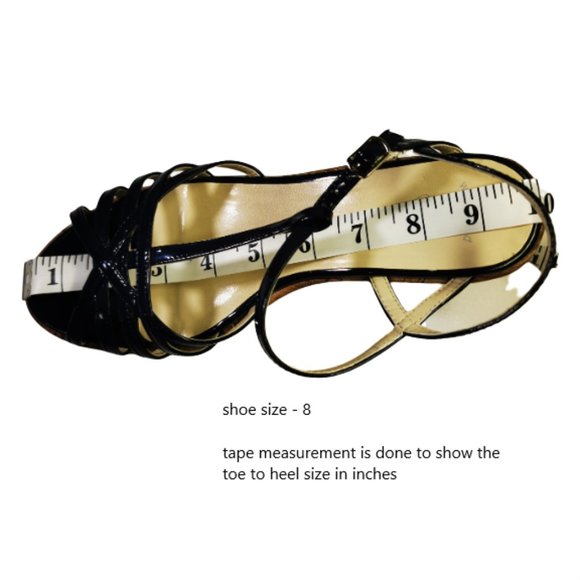 Jessica Wedges, Size 8 - Glossy Dark Blue sandals - Picture 4 of 8